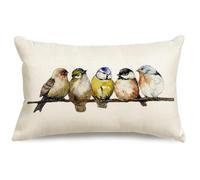 RABUSOFA Housse de coussin oiseau 30 x 50 cm - Décoration printanière - Décoration d'été - Couleurs aquarelles - Pour canapé, lit, extérieur - Décoration saisonnière - Pour canapé, lit, salon - Jaune