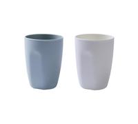 RabyLeo Gobelet de bain de bouche simple, tasse à brosse à dents ronde en plastique, tasse de brosse à dents pour couple, salle de bain, toilettes, tasse à dents ménagère. (bleu et blanc)
