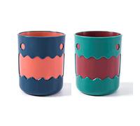 RabyLeo Gobelet pour brosse à dents bicolore, motif petit monstre de dessin animé (bleu, orange et rouge vert)