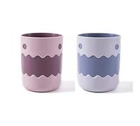 RabyLeo Gobelet pour brosse à dents bicolore, motif petit monstre de dessin animé (rose, violet et blanc gris)