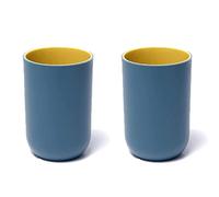 RabyLeo Tasse de 300 ml, gobelets réutilisables incassables, lot de 2 couleurs, gobelet à brosse à dents en plastique de 300 ml, passe au lave-vaisselle (bleu marine et bleu marine)