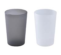 RabyLeo Tasse simple en plastique pour la maison, porte-brosse à dents pour couple, grande capacité de 300 ml (300 ml). (translucide noir et blanc)