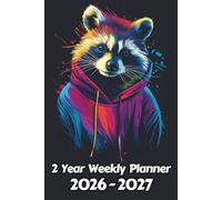 Raccoon 2 Year Weekly Planner: 104 Week Sunday to Saturday Calendar | Gift For People Who Love Forest Animals, Wildlife Lovers | Ideal for ... and Busy Individuals | 6 x 9 Inches | v1