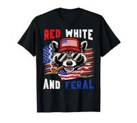 Raccoon 4th of July Red White Feral Patriotic US Flag Cute T-Shirt