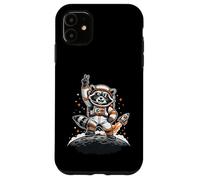 Raccoon Astronaut on The Moon with Rocket Retro Space Iconic Coque pour iPhone 11