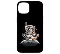 Raccoon Astronaut on The Moon with Rocket Retro Space Iconic Coque pour iPhone 13