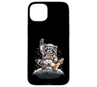 Raccoon Astronaut on The Moon with Rocket Retro Space Iconic Coque pour iPhone 15 Plus
