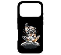 Raccoon Astronaut on The Moon with Rocket Retro Space Iconic Coque pour iPhone 17 Pro