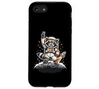 Raccoon Astronaut on The Moon with Rocket Retro Space Iconic Coque pour iPhone SE (2020) / 7/8