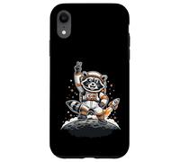 Raccoon Astronaut on The Moon with Rocket Retro Space Iconic Coque pour iPhone XR