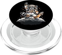 Raccoon Astronaut on The Moon with Rocket Retro Space Iconic PopSockets PopGrip pour MagSafe