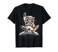 Raccoon Astronaut on The Moon with Rocket Retro Space Iconic T-Shirt