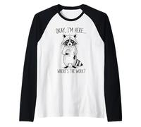 Raccoon Coffee Lover Where is The Work Funny Manche Raglan