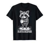 Raccoon Coffee Mug Sarcastic Exhaustion Halftone Graphic T-Shirt