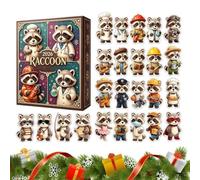 Raccoon Countdown Calendar 24 Day Acrylic Tree Ornament Holiday Seasonal | Christmas Raccoon Countdown Calendar 2D Acrylic Ornament 24 Day Holiday Tree Decoration for Home Office Apartment Window Door
