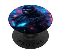 Raccoon Cyberpunk Rider Moto Biker Synthwave PopSockets PopGrip Adhésif