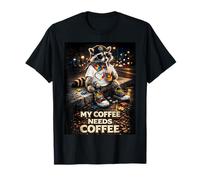 Raccoon Drinking My Coffee Needs Coffee Autism Awareness T-Shirt
