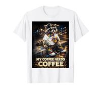 Raccoon Drinking My Coffee Needs Coffee Autism Awareness T-Shirt