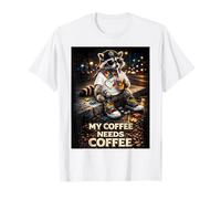 Raccoon Drinking My Coffee Needs Coffee Autism Awareness T-Shirt