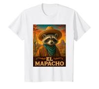 Raccoon El Mapacho Wild West Cowboy Vintage Animal Western T-Shirt, Enfant, Blanc, 6 Ans