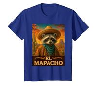 Raccoon El Mapacho Wild West Cowboy Vintage Animal Western T-Shirt, Enfant, Bleu Royal, 6 Ans