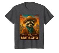 Raccoon El Mapacho Wild West Cowboy Vintage Animal Western T-Shirt, Enfant, Chiné Foncé, 2 Ans