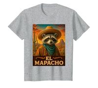 Raccoon El Mapacho Wild West Cowboy Vintage Animal Western T-Shirt, Enfant, Gris Chiné, 4 Ans