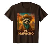 Raccoon El Mapacho Wild West Cowboy Vintage Animal Western T-Shirt, Enfant, Marron, 6 Ans