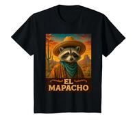 Raccoon El Mapacho Wild West Cowboy Vintage Animal Western T-Shirt, Enfant, Noir, 4 Ans