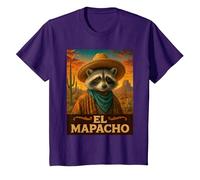 Raccoon El Mapacho Wild West Cowboy Vintage Animal Western T-Shirt, Enfant, Violet, 4 Ans