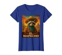 Raccoon El Mapacho Wild West Cowboy Vintage Animal Western T-Shirt, Femme, Bleu Royal, XS