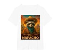 Raccoon El Mapacho Wild West Cowboy Vintage Animal Western T-Shirt, Femme Grandes Tailles, Blanc, 4X