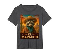 Raccoon El Mapacho Wild West Cowboy Vintage Animal Western T-Shirt, Femme Grandes Tailles, Chiné Foncé, 6X