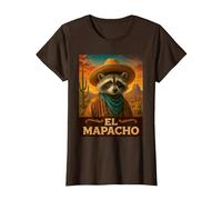 Raccoon El Mapacho Wild West Cowboy Vintage Animal Western T-Shirt, Femme, Marron, XXL