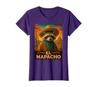 Raccoon El Mapacho Wild West Cowboy Vintage Animal Western T-Shirt, Femme, Violet, XXL