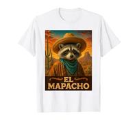 Raccoon El Mapacho Wild West Cowboy Vintage Animal Western T-Shirt, Homme, Blanc, 6XL