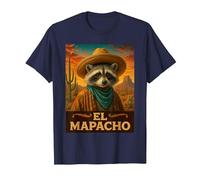 Raccoon El Mapacho Wild West Cowboy Vintage Animal Western T-Shirt, Homme, Bleu Marine, S