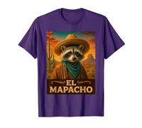 Raccoon El Mapacho Wild West Cowboy Vintage Animal Western T-Shirt, Homme, Violet, XXL