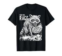 Raccoon Feeding Rage Pizza Fire Graphic Distressed Punk Art T-Shirt