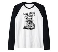 Raccoon Fun Meme Will Work For Snacks Humour Vintage Raccoo Manche Raglan