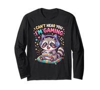 Raccoon Gaming Can't Hear You I'm Gaming Common Raccoon Manche Longue