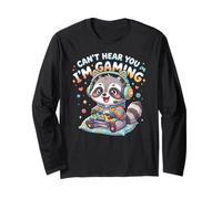 Raccoon Gaming Can't Hear You I'm Gaming Common Raccoon Manche Longue