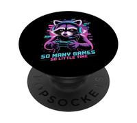 Raccoon Gaming So Many Games So Little Time PopSockets PopGrip Adhésif