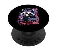 Raccoon Gaming Sorry I Can't Hear You I'm Gaming PopSockets PopGrip Adhésif
