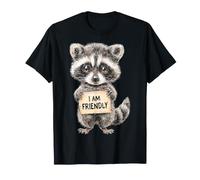 Raccoon Holding an I Am Friendly T-Shirt