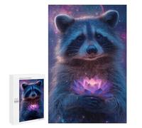 Raccoon Holding Lotus Flower-1 Puzzle 1000 Pièces Educa Jouet en Bois Cadeau Unique Décoration Intérieure Jeu Éducatif Challenge Toy Adultes Et Enfants À Partir De 14 Ans 1000 PCS