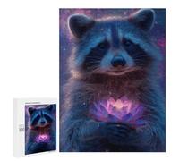 Raccoon Holding Lotus Flower-1 Puzzle 1000 Pièces Educa Jouet en Bois Cadeau Unique Décoration Intérieure Jeu Éducatif Challenge Toy Adultes Et Enfants À Partir De 14 Ans 500 PCS