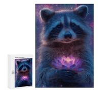 Raccoon Holding Lotus Flower-1 Puzzle 1000 Pièces Educa Jouet en Bois Cadeau Unique Décoration Intérieure Jeu Éducatif Challenge Toy Adultes Et Enfants À Partir De 14 Ans 300 PCS