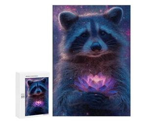 Raccoon Holding Lotus Flower-1 Puzzle 1000 Pièces Educa Jouet en Bois Cadeau Unique Décoration Intérieure Jeu Éducatif Challenge Toy Adultes Et Enfants À Partir De 14 Ans 300 PCS