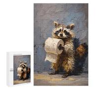 Raccoon Holding Toilet Paper-2 Puzzle 1000 Pièces Educa Jouet en Bois Cadeau Unique Décoration Intérieure Jeu Éducatif Challenge Toy Adultes Et Enfants À Partir De 14 Ans 1000 PCS
